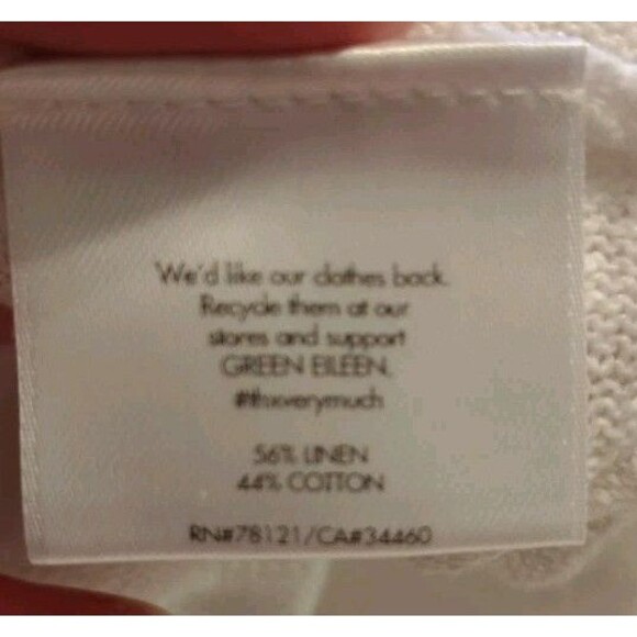 Eileen Fisher Blouse Size M Cream Ivory Low/High Hem Linen/Cotton - Picture 6 of 10